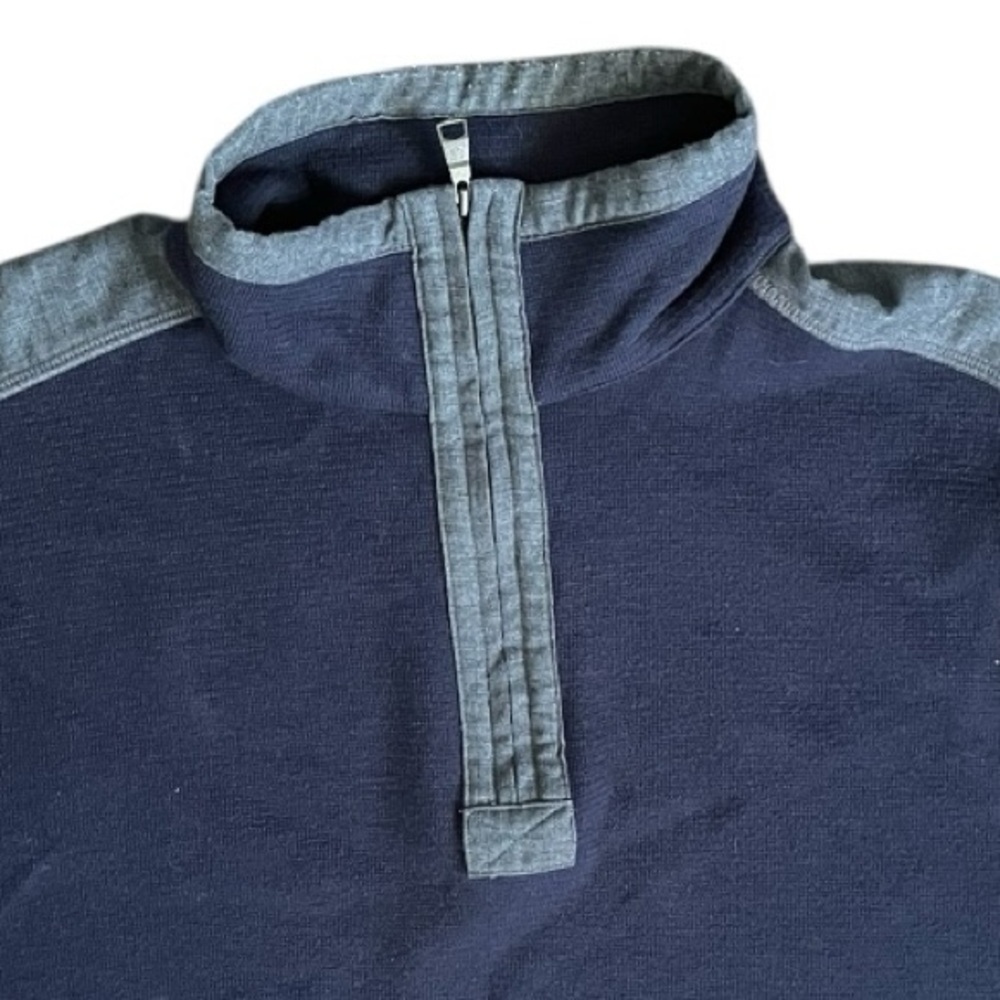 Banana Republic Men’s Sweater Quarter Zip Pullover Cotton Navy Blue Size Large - Picture 2 of 5